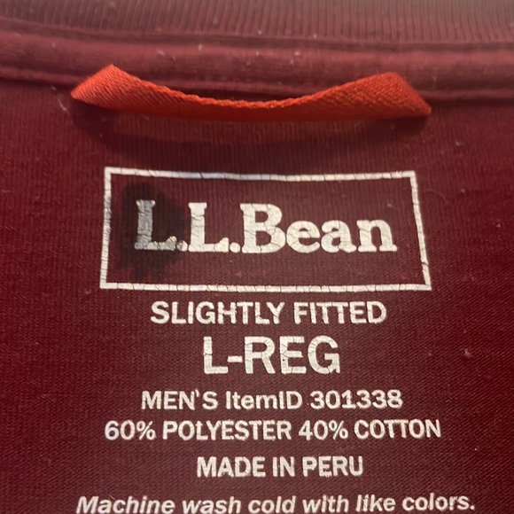 LL Bean Large men’s burgundy grey trimmed tee unisexLNC - Picture 9 of 11
